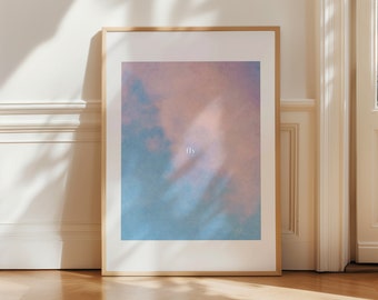 pink pastel clouds fine art print in oil painting style by Karen K. | minimalist modern wall art, flying, freedom, poster, print