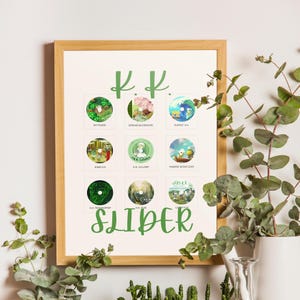 Animal Crossing Wandbild | K.K. Slide Album Art Poster | Grünes ästhetisches Gamer Dekor | ACNH Musik Kunst | Nintendo Videospiel Fan Geschenk