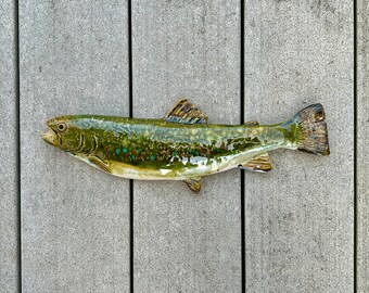 Ceramic fish wall hanging, trout