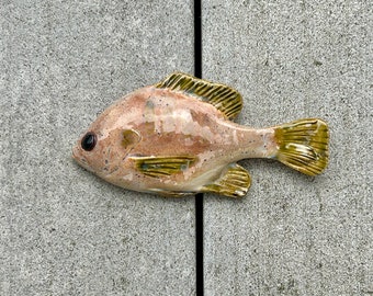 Colgante de pared de pescado de cerámica, pez luna