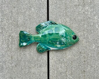Colgante de pared de pescado de cerámica, pez luna