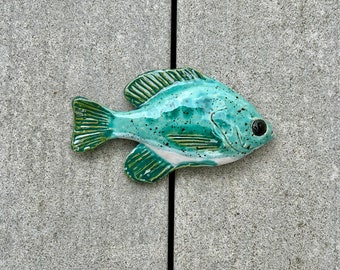 Colgante de pared de pescado de cerámica, pez luna