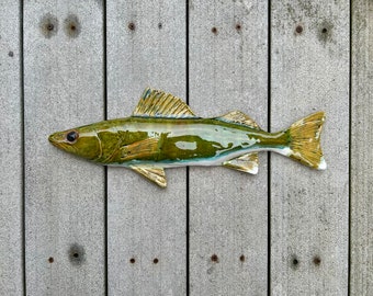 Ceramic fish wall hanging, walleye