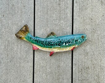 Ceramic trout wall hanging