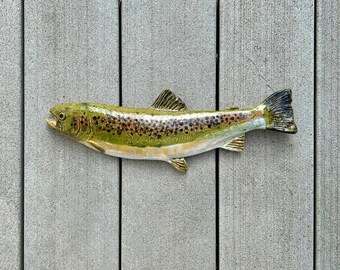 Ceramic trout wall hanging