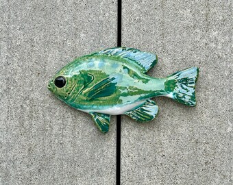 Colgante de pared de pescado de cerámica, pez luna