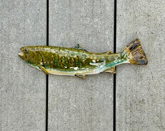 Ceramic trout wall hanging