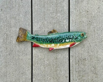 Ceramic trout wall hanging