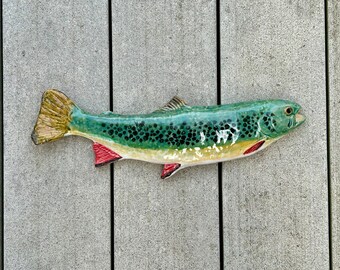 Ceramic trout wall hanging