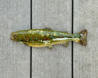 Ceramic trout wall hanging