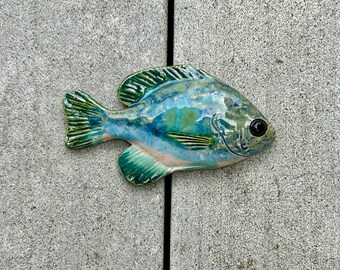 Colgante de pared de pescado de cerámica, pez luna