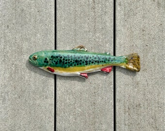 Ceramic trout wall hanging