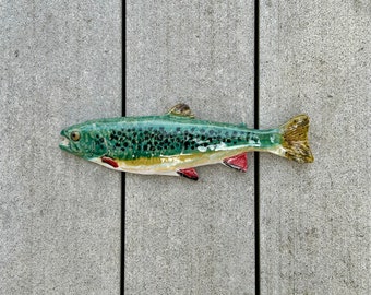 Ceramic trout wall hanging