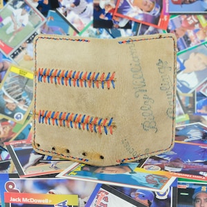 Cartera plegable vintage Rawlings con guante de béisbol Billy Williams