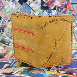 Cartera plegable vintage Rawlings Mike Schmidt con guante de béisbol