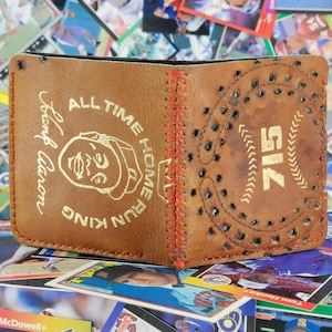 Cartera plegable vintage MacGregor 715 con diseño de guante de béisbol de Hank Aaron