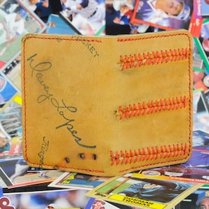 Cartera plegable vintage Rawlings Davey Lopes con forma de guante de béisbol