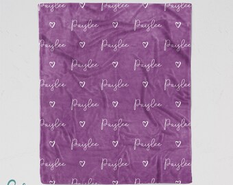 Personalized Blanket Custom Made with Any Name in Cursive with Heart - Sizes for Baby, Child, Teen, or Adult! Photo Prop Birth Announcement