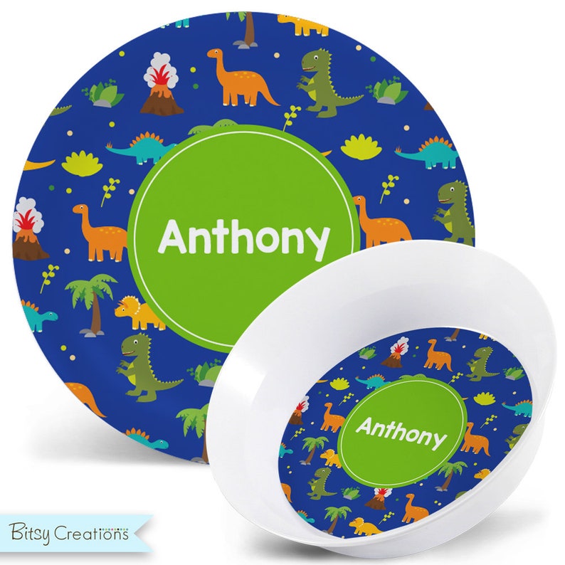 Dinosaur Plate Child's Plate Child's Bowl Etsy