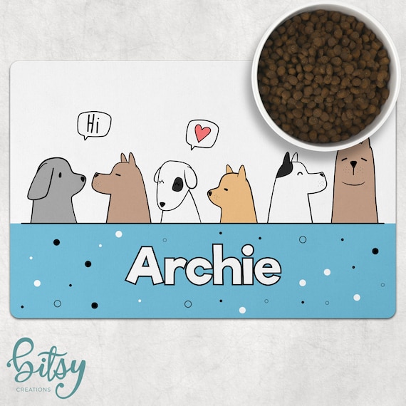 Dog Food Mat Cute Cartoon Dogs Personalized With Dog's - Etsy Denmark Dog Food Mat Cute Cartoon Dogs Personalized With Dog's - Etsy Denmark