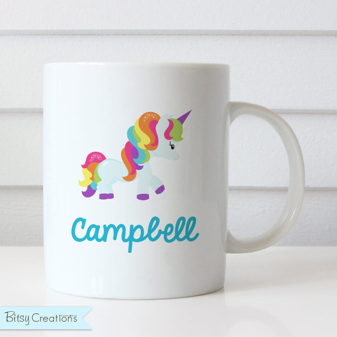 Plastic Rainbow Unicorn Cup - Personalized Child's Mug (plastic ...