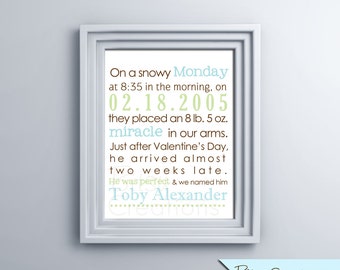 Birth Announcement BOY Printable Wall Art by BitsyCreations