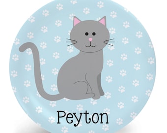 Cat Plate - Personalized Plate - Child's Bowl - Cat Melamine Bowl or Plate Custom Personalized with Childs Name