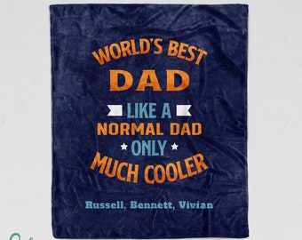 Father's Day Blanket - World's Best Dad Personalized with Children's Names - Soft Minky Blanket - Sherpa Back Option