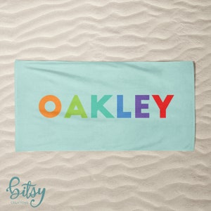 Personalized Beach Towel - Colorful Name Pool Towel for Kids, Teens, or Adults! Custom Made to Order