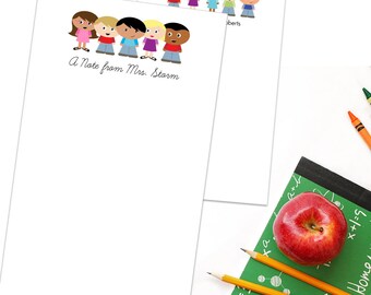 May include: A printable note pad template with a line of cartoon children and the text "A Note from Mrs. Storm".