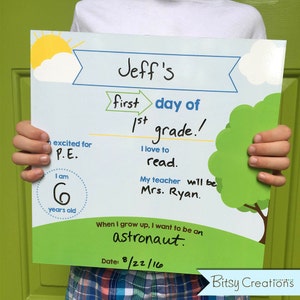 Dry Erase First Day of School Sign - Last Day of School Sign - Reusable Dry Erase Board - Outdoor Scene - School Photo Prop