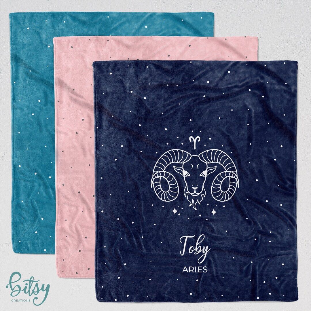 Personalized Zodiac Blanket You Choose Colors Soft Minky Etsy