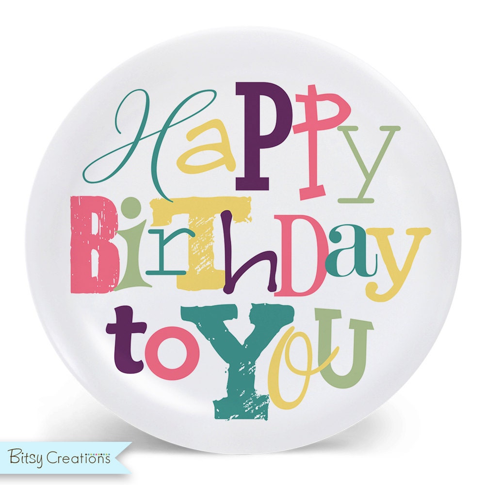 Happy Birthday Melamine Bowl or Plate Plastic BPAFree Pink Or Etsy