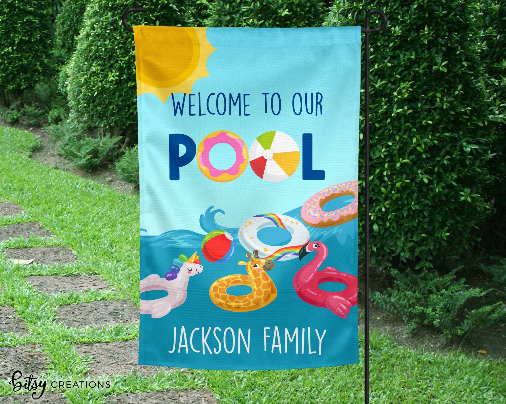 Personalized Pool Flag Swimming Pool Yard Flag Any Etsy