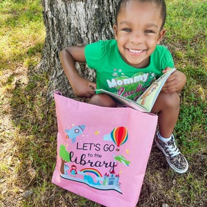 Personalized Library Tote Bag - Custom Made Library Book Bag - Three Sizes and Five Colors to Choose From image 3