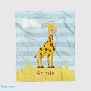 Giraffe Blanket for Children - Personalized Soft Minky Blanket - Sizes for Baby, Child, Teen, or Adult! Sherpa Back Option