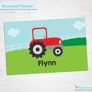 Children&#39;s Placemat - Farm Tractor Placemat - Personalized with Child&#39;s Name - Custom Placemat