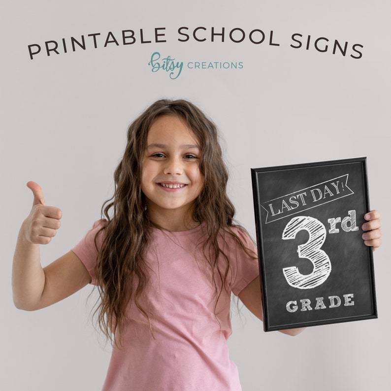 LAST Day of School Printable Signs INSTANT DOWNLOAD Chalkboard Printable School Signs image 2