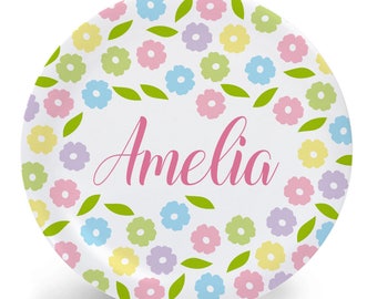 Personalized Plate for Kids - Spring Flowers Tableware Set for Kids - Child's Plate Bowl Mug Placemat - Gift for Kids