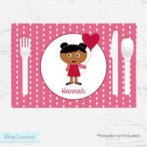 Valentine Placemat for Kids - Personalized with Child&#39;s Name - Valentine&#39;s Day Girl Placemat - Custom Placemat