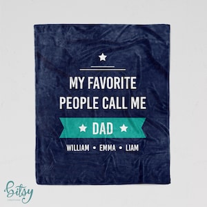 Grandpa or Dad Blanket - Personalized Soft Minky Blanket - Custom Made with Children&#39;s Names You Choose Color Father&#39;s Day Gift Sherpa Back
