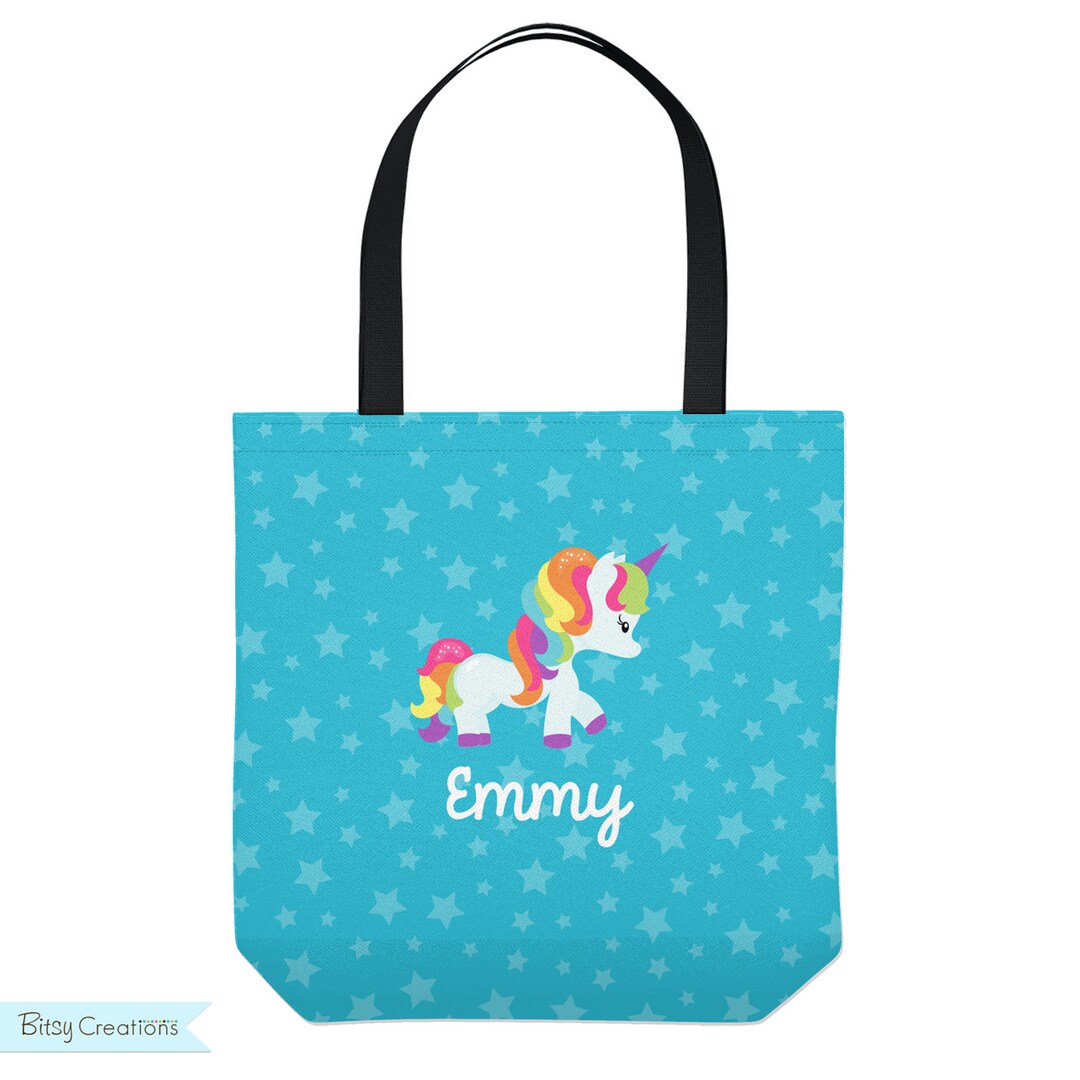 Unicorn Tote Bag With Stars Personalized Bag Great for Etsy