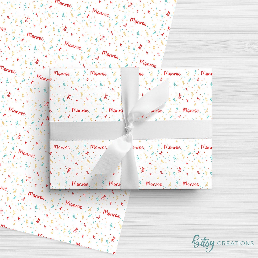 Personalized Birthday Wrapping Paper Colorful Confetti Custom Made Gift