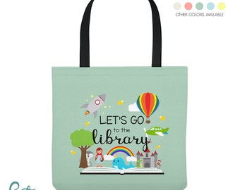 Personalized Library Tote Bag - Custom Made Library Book Bag - Three Sizes and Five Colors to Choose From