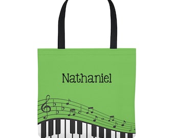 Piano Lesson Bag - Personalized Tote Bag for Kids - Music Lessons - Piano Bag - Three Sizes - Green, Red, Blue