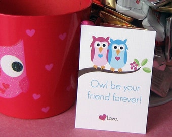 Printable Owl Valentines for Kids Digital File Instant Download