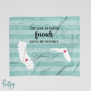 Long Distance Blanket - Personalized Soft Minky - Custom Made with States of Your Choice - You Choose Colors - Three Sizes Available