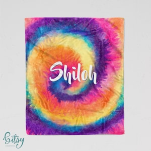 Personalized Tie Dye Blanket - Soft Minky Blanket with Sizes for Baby, Child, Teen, or Adult! Sherpa Back Option