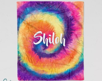 Personalized Tie Dye Blanket - Soft Minky Blanket with Sizes for Baby, Child, Teen, or Adult! Sherpa Back Option