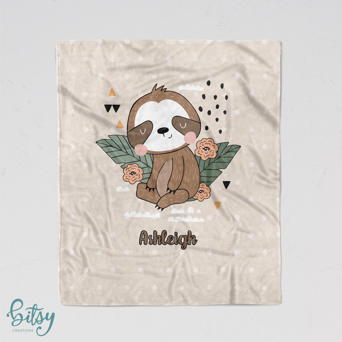 Personalized Sloth Blanket Soft Minky Blanket Sizes for Etsy UK